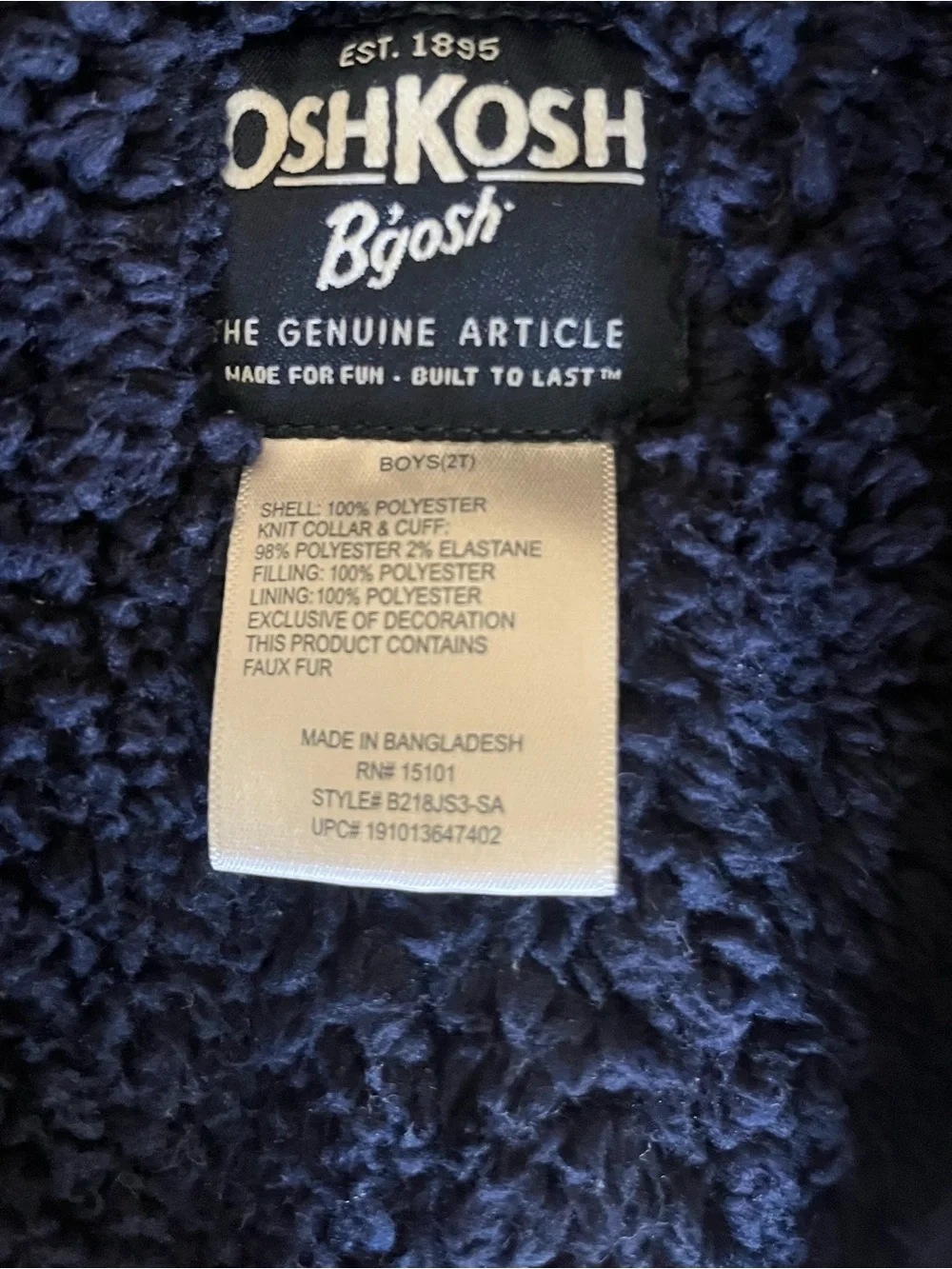 OshKosh Utility Jacket Size 2T